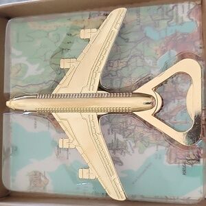 Gold Airplane Bottle Opener